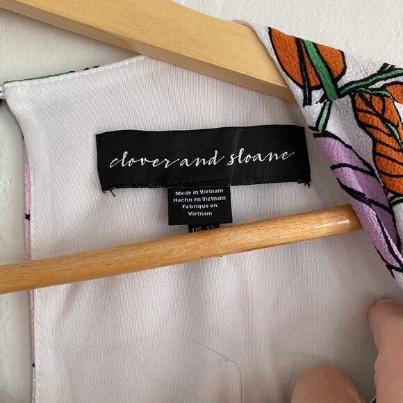 Clover & Sloane Floral Mini Dress SZ 12 Drop Waist Ruffle Hem Summer‎ Occasion - Picture 3 of 8